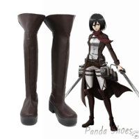 Anime Attack on Titan Mikasa Ackerman Cosplay Shoes Anime Game Cos Comic Cosplay Costume Prop Shoes for Con Halloween Party