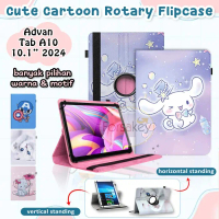 Advan Tab A10 A 10 10.1 Inch Tablet Wifi Series 2024 Cartoon 360 Rotary Flip Case Casing Book Cover 