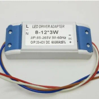 DHL 50 pieces AC 85-265 V input Lighting transformer Led Driver 8-12x3W 600mA Power Supply transform 24W 30W 36W ceiling Driver