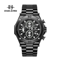 DISKON  Evans Jayden Jam Tangan Pria EJ 9839 Rantai Stainless Steel Chronograph Kaca Sapphire Water 