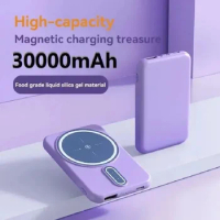 30000mAh PowerBank Mini Wireless Fast Charge Magnetic Charging Treasure High Capacity For iPhone Magsafe Charge External Battery