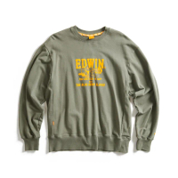 【EDWIN】男裝 橘標 摔角手E君摔角技寬版厚長袖T恤(灰綠色)