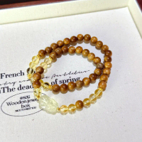 Gelang Kayu Cendana Kristal Kuning, PI Xiu Jubao, 6.5mm Bulatan Berganda, Windfall, Penumpuan Maksim