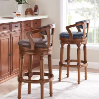 American Bar Chair Solid Wood Home Island Chair Kitchen Chair Rotating High Stool Bar Stool Leather Bar Chair