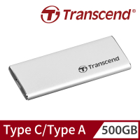 【Transcend 創見】ESD260C 500GB USB3.1/Type C 雙介面行動固態硬碟-晶燦銀(TS500GESD260C)