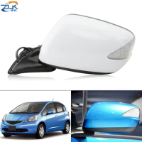 ZUK 7-PINS Rearview Mirror Assy With Electric Folding LED Turn Signal Lamp For HONDA FIT JAZZ 2009-2014 GE6 GE8 Car Side Mirror