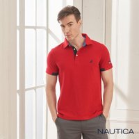 【NAUTICA】素色吸濕快乾短袖POLO衫(亮紅)