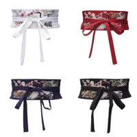 Vintage Hanfu Waistband Embroidery Crane Elegant Chinese Style Belt with Tassels Accessory for Hanfu Han Dynasty