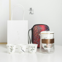 旅行茶具/快客杯 器氏繁花似錦快客杯戶外隨身泡茶器陶瓷一壺三杯便攜旅行茶具套裝【HZ61034】