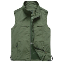 Fishing Vest Men Breathable Jacket Outdoor Photography Vest Quick Dry Mountaineering Multi-pocket Vest Nature Hike Camping
