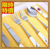 西式餐具組含刀叉餐具-精美玫瑰花不鏽鋼牛排刀子叉子勺湯匙6件套西餐具套組68f11【獨家進口】【米蘭精品】