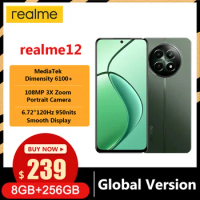Global realme 12 5G Smartphone 108MP Camera 8GB 256GB 6.72"120Hz 950nits Smooth Display MediaTek Dimensity 6100+ 5G Processor
