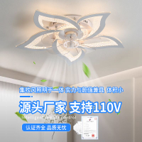 110V風扇燈輕奢水晶臥室吊扇燈客廳吸頂變頻電扇燈具中山工廠