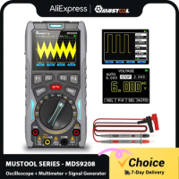 MUSTOOL-MDS9208 3In1 Oscilloscope Multimeter Signal Generator 12MHz 50Msps Portable High Storage Capacity Low Power Consumption