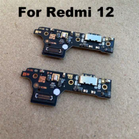 For Xiaomi Redmi 12 USB Charging Dock Port Mic Microphone Connector Board Flex Cable With IC Repair Parts 4G 5G