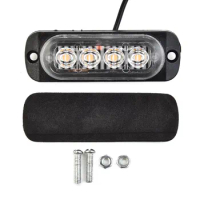 4pc 4 LED Car Warning Light Grill Breakdown Emergenc/y Light Car Truck Trailer Beacon Lamp LED Side Light For Cars 12V-24V Amber