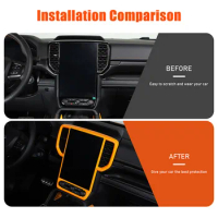 For Ford Ranger 2023-2024 ABS Orange Car Center Console Screen Frame Cover Trim Sticker Car Accessories