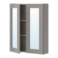 ENHET 雙門鏡櫃, 灰色/灰色 框架, 60x17x75 公分