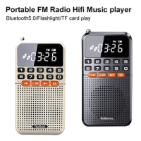 Mini Radio Portable Pocket AM/FM Walkman Radios Bluetooth 5.0 Speaker TF Card Music Player with LED Flashlight For Home Soundbox