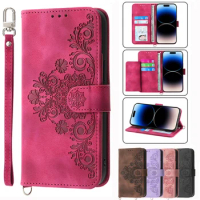 Embossed Leather Case For Sony Xperia 5 IV Case Multi-Card Flip Wallet Cover For Sony Xperia 1 10 IV Cover Shell Long Lanyard