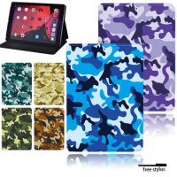 Tablet Case for Apple IPad 8 2020 10.2" Camouflage Printed Series Funda PU Leather Stand Cover Folio Protective Shell + Stylus