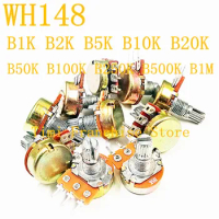 10Sets WH148 B1K B10K B20K B50K B100K B250K B500KOhm 15mm 3Pin Linear Taper Rotary Potentiometer Resistor for with AG2 White cap