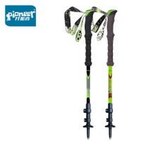 Pioneer Carbon Fiber Lightweight Trekking Pole with External Lock 3 Sections Foldable Portable Outdoor Hiking Sticks