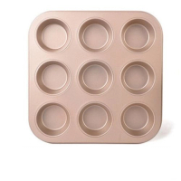 蛋糕不粘連排模具（12連 金色平底） 