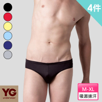 【YG 天鵝內衣】4件組法式子彈三角褲(吸濕排汗-男內褲)