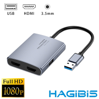 HAGiBiS海備思 鋁合金USB3.0轉雙HDMI 1080P高畫質視訊轉接器