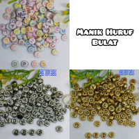 Manik Mote Huruf Bulat Pipih Mute Abjad Bahan Meronce