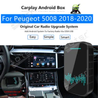 For Peugeot 5008 2018-2020 Car Multimedia Player Android System Mirror Link Navigation Map Apple Carplay Wireless Dongle Ai Box