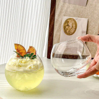 Cawan Telur Kaca, Gaya Ins, Cawan Bulat Isi Rumah, Cawan Sfera, Cawan Aiskrim Milkshake, Cawan Pencu