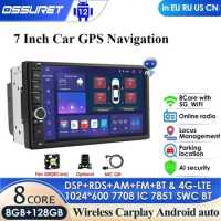 2 Din 7''Octa Core Universal Android 10.0 4GB RAM 64G ROM Car Radio Stereo GPS Navigation WiFi 1024*600 Touch Screen 2din Car PC