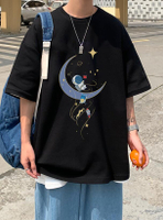 FINDSENSE X 韓潮 街頭 寬鬆中袖大尺碼 太空人印花 男士 短袖T恤