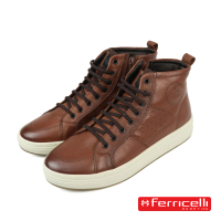 【Ferricelli】巴西漸變厚底高筒真皮綁帶休閒鞋 棕色(F58410-WHIS)