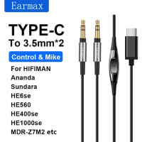 For HIFIMAN SONY HE6se HE560 HE400se HE1000se MDR-Z7 Z1R D7100 D7200 Replaceable Earphones TYPEC to Double 3.5mm Upgrade Cable