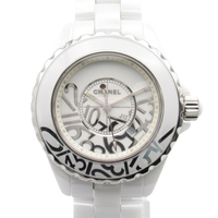 【二手名牌BRAND OFF】CHANEL 香奈兒 白色 陶瓷 J12 塗鴉 石英 腕錶 H5239