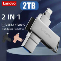 Lenovo Pen Drive 2TB 1TB USB Flash Drive For Iphone OTG USB 3.0 Metal 2-in-1 Pendrive High Speed Memory Stick 128GB Flash Disk