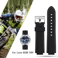 Modified strap for Casio edifice ECB-10YD watch strap men's waterproof and sweat-proof sports soft silicone watch belt bracelet