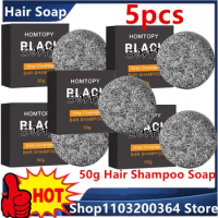 5PCS 50g Hair Darkening Shampoo Soap Bar Repair Gray White Hair Soap Hair Color Natural Dye Shampoo Black Gloss