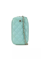 Chanel 二手 Chanel Cc 絎縫魚子醬拉鍊手機殼