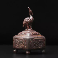 【A&R】招財松鶴延年陶瓷香爐 附葫蘆香插(開運 送禮 祈福 拜拜 淨化 除穢 香薰爐 臥室用香 禮佛)