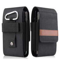 Leather Phone Pouch Oxford Cloth Case For Sony Xperia 1 5 10 V Wallet Cover Belt Flip Waist Bag For Xperia 1 10 IV 5 II Ace III