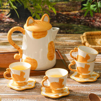 Cute cat ceramic coffee cup, household cup, cold water jug, high-value coffee cup and saucer, living