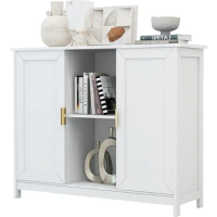 White Storage Cabinet,Credenza Buffet Cabinet Wooden Coffee Bar Cabinet Buffet Table White Sideboard Thin