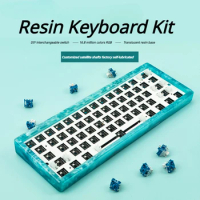 ECHOME 61keys Crystal Resin Mechanical Keyboard Kit Wireless Bluetooth Wired Triple Mode Hot Swap RGB Backlight Gaming Keyboard