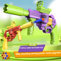 Soft Bullet Toy Gun Electric Revolver Gun Pistol Airsoft Weapons Foam Dart Blaster Carrot Gun for Kids Boys Adult Shooting Games