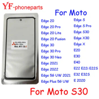 Front Touch Screen Glass OCA For Motorola Moto E20 E30 E32 E32S E22S E22 E22i E40 Edge 30 20 Pro Neo Lite Fusion S X30 S30 5G UW