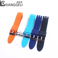 Silicone strap with 20mm pin buckle strap Watch accessory for Swatch YTS401 402 409 713 YTG400 YTB400 series Watch band